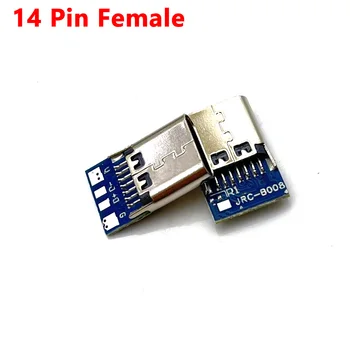 100 бр. Конектор USB-C 3.1 Type C USB 14-Пинов жак-изход С сквозными дупки ПХБ 180 Вертикален Екран Общата дължина на 14.6 mm