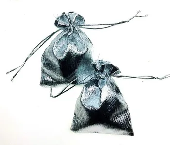 11*16см 100шт Ръчно изработени Сребърни Чанти На съвсем малък За Сватба/Парти/Коледа/за Подарък/Бижута за Опаковане на Пакети