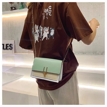 2021 Чанта през рамо, чанта на верига, чанти с метална верига, модни малка предпоставка, дамски чанти на рамо, дамски чанти-незабавни посланици от изкуствена кожа