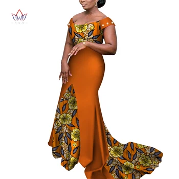 2022 Женски африкански рокля с открити рамене, украсена с перли, дълги рокли дашики, специален елегантен стил, облекло за партита, WY3852