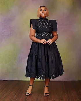 2023 Дашики Лоскутная плиссированная африканска дрехи облечи Африканска облекло Коледен халат Африканските черни рокли за жените рокля