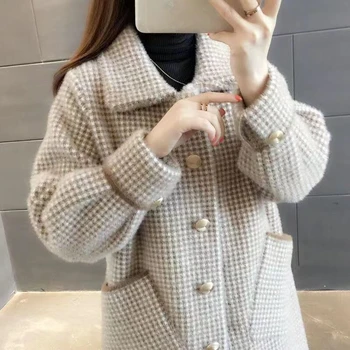 2023, есен и зима, нов стил голям размер, универсално корейското свободно женски вълнена палта, елегантни и ежедневни дамски вълнена куртка 3XL