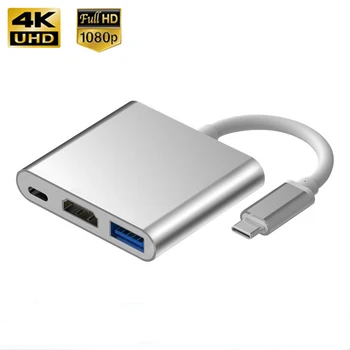 3 в 1 съвместим с Type-c HDMI USBC3.0 ХЪБ USB 3.0 Докинг Станция За зареждане PD 4K Адаптер-Сплитер За MacBook Air Pro Samsung