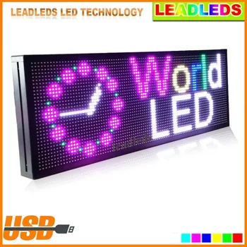 39x14 инча P10 SMD RGB Пълноцветен led дисплей, програмируем чрез USB и прокручивающийся led знак с послание