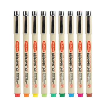 9 цветове, мека четка, писалка с порести върховете, скица на дизайна, микрон, дръжка 0,5 мм, Fineliner, пособия за рисуване Neelde