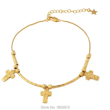 Adixyn Златна гривна с кръст, За жени, за мъже, подарък за момичета, кристиан де, на Кръста на Исус, католически