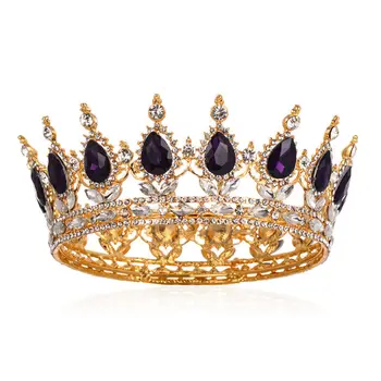 Crystal crown за жени Короната на кралица барок с кристали Сватбена тиара Crown принцеса декорация за Сватбени аксесоари за коса