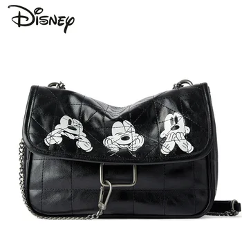 Disney Mickey Нови Модни Дамски Чанти на Луксозната Марка за Дамски Чанти През рамо с Голям Капацитет на Веригата От Мека Кожа, Косите Чанти