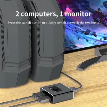 HDMI-съвместим Комутатор 4K Двупосочни Адаптер от Алуминиева Сплав Plug и Play, съвместим с HDMI, За конферентна връзка
