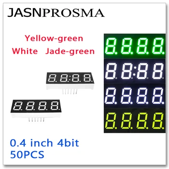 JASNPROSMA 50ШТ 0,4-инчов 4-битова тръба бял жълт нефритово зелен Общ Катод-Анод LED Дисплей 0,4 инча 7-Сегментени четири часа