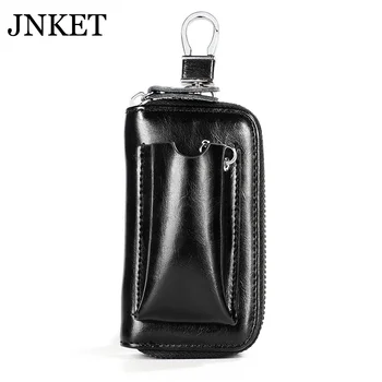 JNKET Нова чанта-ключодържател от волска кожа, в стил ретро, калъф за ключове, чанта с цип за ключове, портфейл за ключове, висящи на държач за ключове
