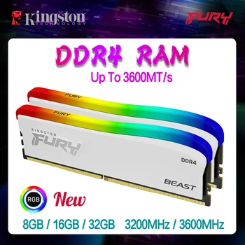 Kingston DDR4 RGB Special Edition, 3200 Mhz 3600 Mhz 8 GB 16 GB 32 GB Настолен процесор AMD Ryzen Intel дънната Платка, Оперативна памет White Fury Beast CL