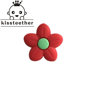 Kissteether Новост, 5 бр. силиконови топки за никнене на млечни зъби, цвете, аксесоари за хранителни гризачи, силиконови топчета, играчка-прорезыватель, подарък, не съдържа BPA