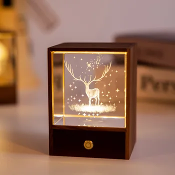 Led нощна светлина творчески кристална лека нощ за спалня Подарък Начало декор Украшение Коледно дърво Galaxy Кийт USB зарядни лампи