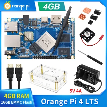 Orange Pi 4 LTS 4 GB LPDDR4 16 GB EMMC Rockchip RK3399 Gigabit Ethernet, Wifi BT 5,0 DV / Type-C 5 4A Работи под управление на Android OS Ubuntu, Debian