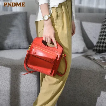 PNDME, модна дизайнерска дамска чанта от естествена кожа, малки сладки чанти за уикенда, дневни партита, дамски чанти-месинджър от естествена телешка кожа