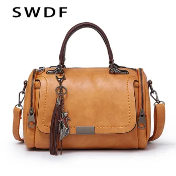 SWDF 2023, ново записване, модни дамски чанти за дами, ретро чанта от изкуствена кожа, дамски чанти през рамо с цип с пискюли, однотонная чанта през рамо