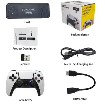 U9 PRO Игрова конзола HDMI с Висока разделителна способност на 2,4 G Безжична 4k TV Box Вградени 12000 Игри за 167 PSP 256G Ретро Игрална конзола
