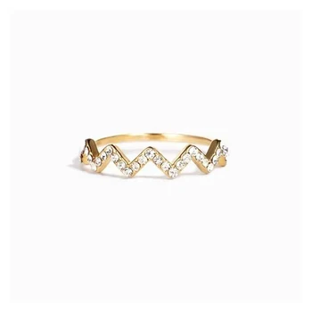 XSL JIAMEI S925 стерлинговое сребро, покрит с 18 карата злато пръстен ECG Wave V, пръстен с 5A цирконий, дамски бижута, подарък