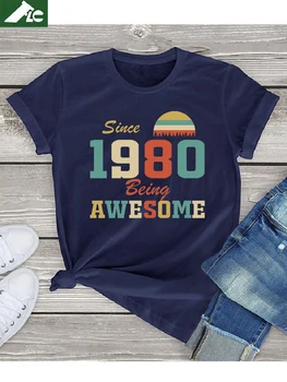 Дамски дрехи от 100 памук от 1980 г., зашеметяващ дамски тениски унисекс, дамски графични тениски с къс ръкав, висококачествени тениски 1980