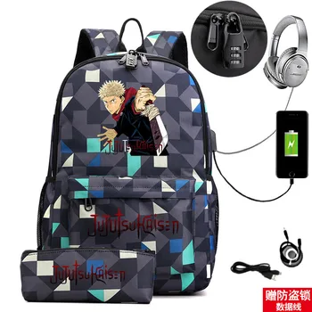 Детска раница за джиу-джицу Кайсен, училищна чанта за тийнейджъри, чанта с анимационни принтом, пътна чанта за улицата, USB чанта за момчета и момичета
