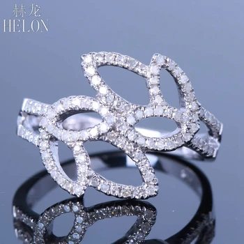 Диамантен пръстен HELON от бяло злато 14К AU585, с покритие от естествени диаманти 0,6 карата, годежен пръстен за жени, бижута