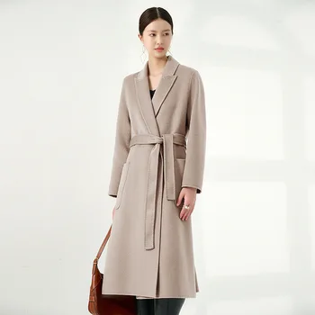 Дълго кашемировое палто Дамско зимно Безплатно 100% кашемировое палто дамско 2023 Есен ново двустранно кашемировое модно палто за почивка