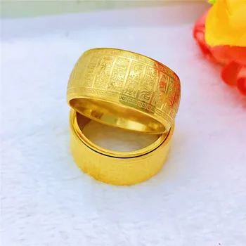 Елегантен пръстен с пясъчен цвят на злато за мъже Сватбена украса на годишнина от годеж Медальони от жълто злато Пръстени с надписи на ръка подаръци