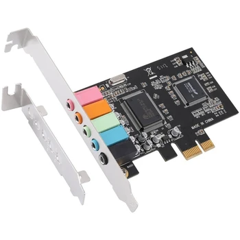 Звукова карта PCIe 5.1, карта на съраунд звук PCI Express 3D Стерео Аудио с висока производителност на звука, Звуковата карта на КОМПЮТЪР с чип CMI8738