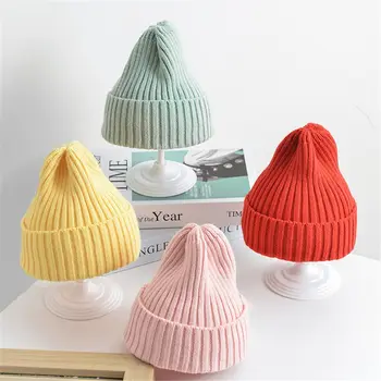 Зима-есен, нова детска шапка, обикновена меки топли възли шапки за момчета и момичета, 1-5 години, бебешки шапки, капор, шапка за деца