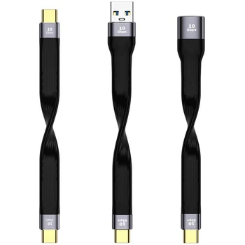 Кабел 4K USB-C 3.1 Gen 2 10G с чип Emark, Кратък вид C, кабел за синхронизиране на видео от USB-C, кабел за зарядно устройство PD 40 W, видео 4K за macbook pro Air