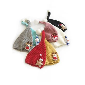 Коледна детска шапка, зимни детски шапки-бини, миличка мультяшная вязаная капачка за малки момичета и момчета, детска шапка за деца, детска шапка за деца