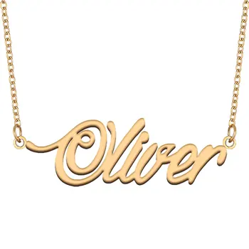 Колие с името на Оливър за жени, бижута от неръждаема стомана, окачване с табелка златен цвят, колие с надпис Para Mujer, колиета с главни букви