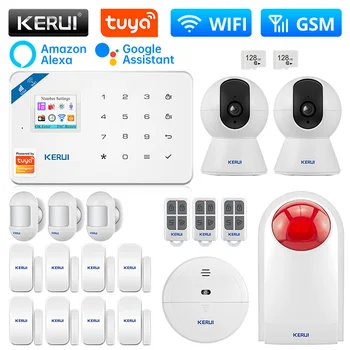 Комплект аларма KERUI с датчик за движение W181, централен блок алармени системи, WIFI GSM аларма, интелигентна безжична охрана на Hristo Alexa & Google