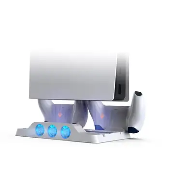 Конзола Многофункционален охлаждащ Вентилатор, Основен Скоба със Синя подсветка за игра дръжки Ps5, Поставка за зареждане Tp5-1507, захранвания