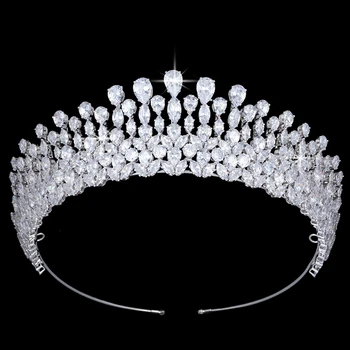 Короната ХАДИЯНА Луксозен кубичен цирконий Сватбената корона на Модерен булчински бижута и Аксесоари шапки за рожден ден BC5092