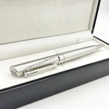 Луксозна химикалка писалка An-r класическия сребърен цвят с изискан резным модел, офис и ученически принадлежности, гладко писмо