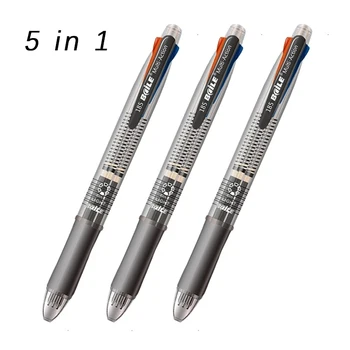 Многоцветен химикалка химикалка 5 в 1 0,7 мм, 4 цвята, химикалка писалка с автоматичен молив 0,5 мм, канцеларски студентски досиета и формуляри