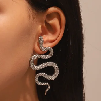 Моден тренд готически тъмни преувеличени обици-висулки във формата на змии за жени Темперамент, Индивидуалност Момиче Бижута и аксесоари