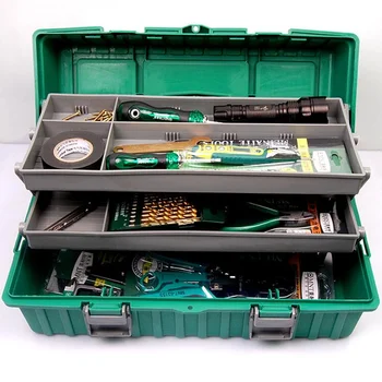 Мултифункционална пластмасова кутия за инструменти Подвижна дизайн Преносим куфар, куфар Голям капацитет за съхранение чекмеджето за съхранение органайзер за инструменти