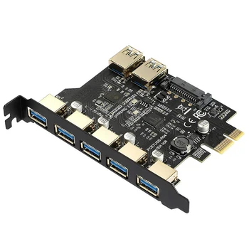 Нов 5/7 Портове и конектори USB 3.0 PCI Express Карти за разширяване на Адаптер, PCIE X1 към USB3.2 Gen1 5 Gb 19Pin Заглавие SATA/4Pin Мощност на НЕК D720201 Чип