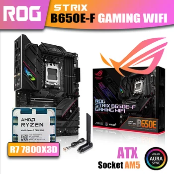Нов Комплект ASUS ROG STRIX B650E-F GAMING WIFI С Процесор на AMD Ryzen 7 7800X3D, DDR5 Памет, дънна платка AM5, Комбинирана RGB