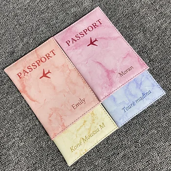 Персонални розова корица за паспорт с имената на жени, индивидуални имена, притежател на паспорт, пътни седалките