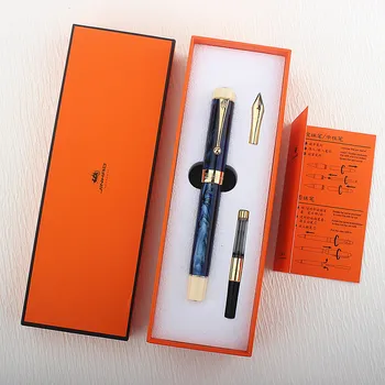 Писалка от смола Jinhao 100 Galaxy Blue EF F M с извито перо, чернильная дръжка с конвертером, подарък дръжка за училището бизнес писма