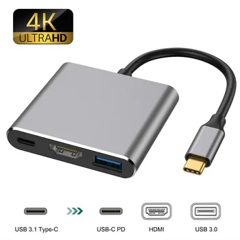 Портативен TV converter-док-станция за Nintendo Switch USB-зарядно устройство Type C в 4K, HDMI-съвместим USB 3.0 хъб за преминаването на Macbook