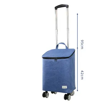 Преносима сгъваема количка за пазаруване с пресни продукти от алуминиева сплав, домакински лека количка за багаж
