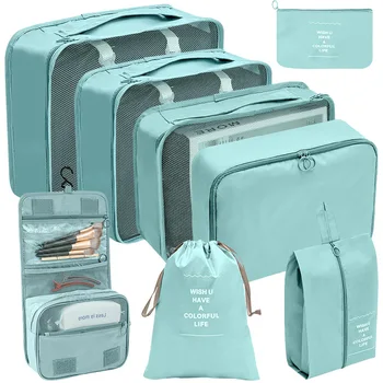 Пътна чанта за съхранение на Colthes от 8 теми, опаковъчни кубчета за куфари, лаптоп, органайзер за съхранение на багаж