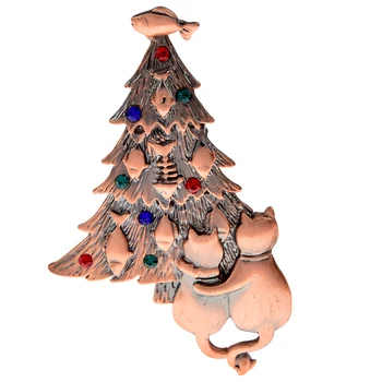 СИНДИ Xiang Нова сплав Планински кристал, брошки в коледна елха за жени Сладък животни котки и рибки Брошка игла Коледен коледен подарък