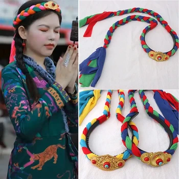 Тибетски прическа за жените в тибетски стил, тибетски стил, прижимная панделка за коса, тибетски женска коса, режийни косата, етнически панделка за коса