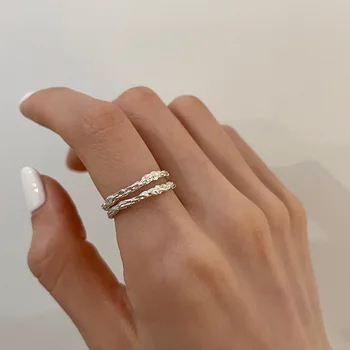 Уникално тесен пръстен от сребро 925 проба за жени, бижута, регулируема на пръст отворено винтажное пръстен за парти подарък за рождения си ден